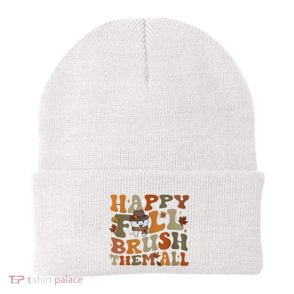 Happy Fall Brush Them All Halloween Beanie