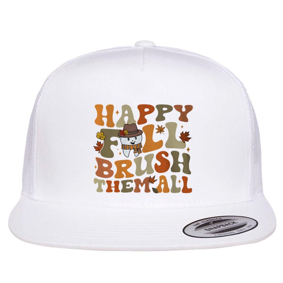 Happy Fall Brush Them All Halloween Flat Bill Trucker Hat