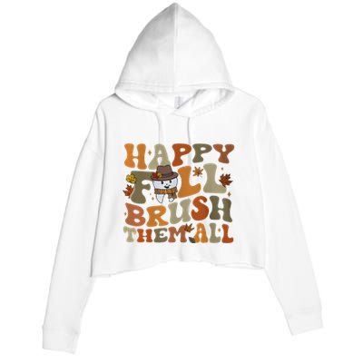 Happy Fall Brush Them All Halloween Crop Fleece Hoodie