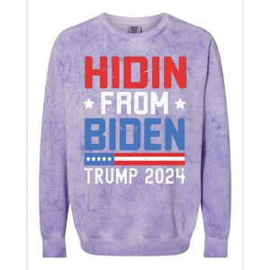 Hidin From Biden Kids Trump 2024 Funny Anti Joe Biden Colorblast Crewneck Sweatshirt