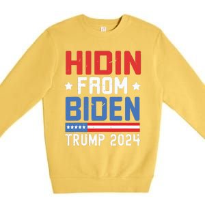 Hidin From Biden Kids Trump 2024 Funny Anti Joe Biden Premium Crewneck Sweatshirt