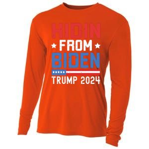 Hidin From Biden Kids Trump 2024 Funny Anti Joe Biden Cooling Performance Long Sleeve Crew