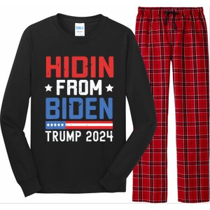 Hidin From Biden Kids Trump 2024 Funny Anti Joe Biden Long Sleeve Pajama Set