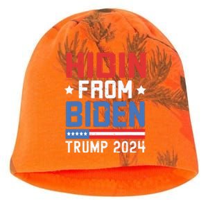 Hidin From Biden Kids Trump 2024 Funny Anti Joe Biden Kati - Camo Knit Beanie