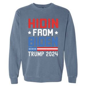 Hidin From Biden Kids Trump 2024 Funny Anti Joe Biden Garment-Dyed Sweatshirt