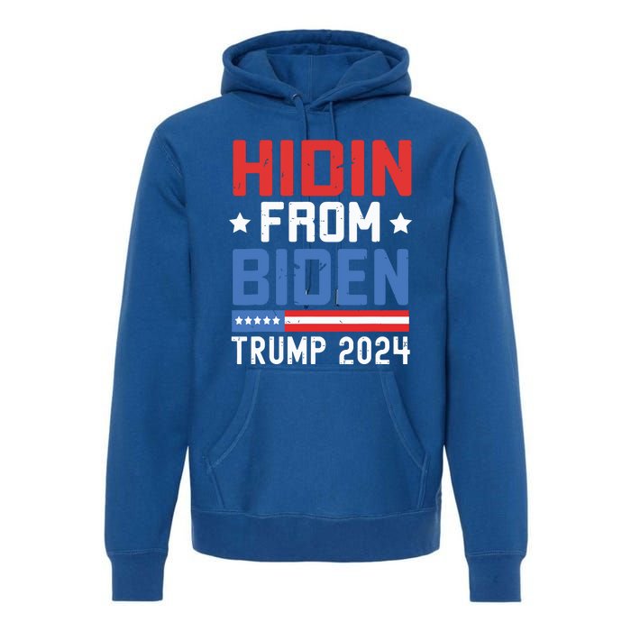 Hidin From Biden Kids Trump 2024 Funny Anti Joe Biden Premium Hoodie