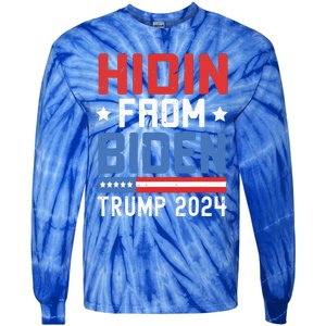 Hidin From Biden Kids Trump 2024 Funny Anti Joe Biden Tie-Dye Long Sleeve Shirt