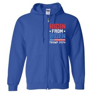 Hidin From Biden Kids Trump 2024 Funny Anti Joe Biden Full Zip Hoodie