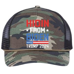 Hidin From Biden Kids Trump 2024 Funny Anti Joe Biden Retro Rope Trucker Hat Cap