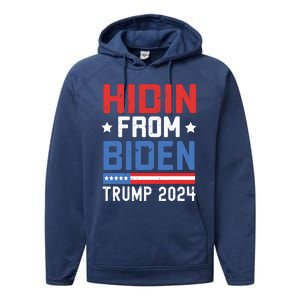 Hidin From Biden Kids Trump 2024 Funny Anti Joe Biden Performance Fleece Hoodie