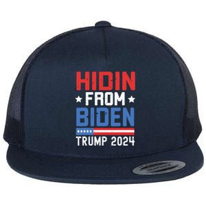 Hidin From Biden Kids Trump 2024 Funny Anti Joe Biden Flat Bill Trucker Hat