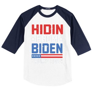 Hidin From Biden Kids Trump 2024 Funny Anti Joe Biden Baseball Sleeve Shirt