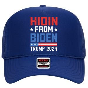 Hidin From Biden Kids Trump 2024 Funny Anti Joe Biden High Crown Mesh Back Trucker Hat