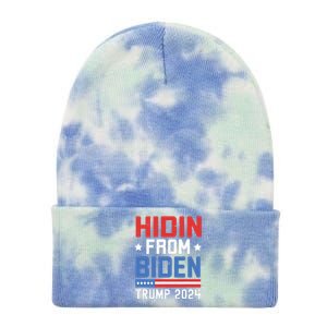 Hidin From Biden Kids Trump 2024 Funny Anti Joe Biden Tie Dye 12in Knit Beanie