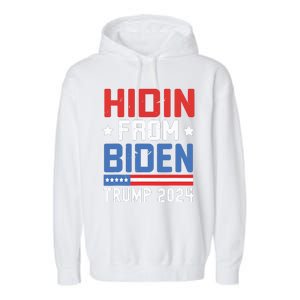 Hidin From Biden Kids Trump 2024 Funny Anti Joe Biden Garment-Dyed Fleece Hoodie