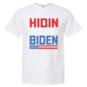 Hidin From Biden Kids Trump 2024 Funny Anti Joe Biden Garment-Dyed Heavyweight T-Shirt