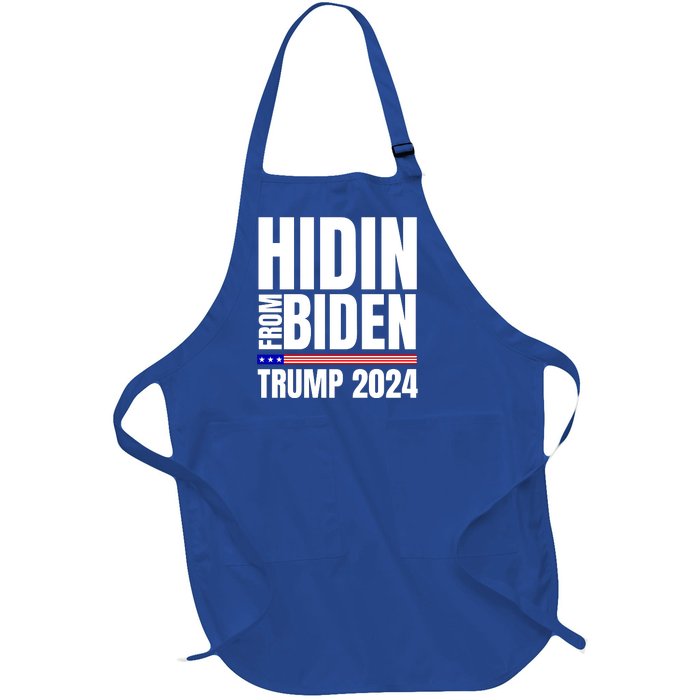 Hidin From Biden Trump 2024 Funny Anti Joe Biden Full-Length Apron With Pockets