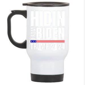 Hidin From Biden Trump 2024 Funny Anti Joe Biden Stainless Steel Travel Mug