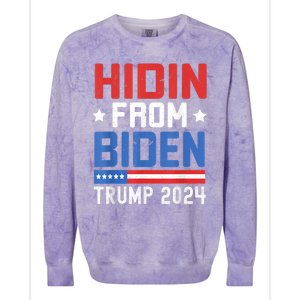 Hidin From Biden Trump 2024 Funny Anti Joe Biden Colorblast Crewneck Sweatshirt