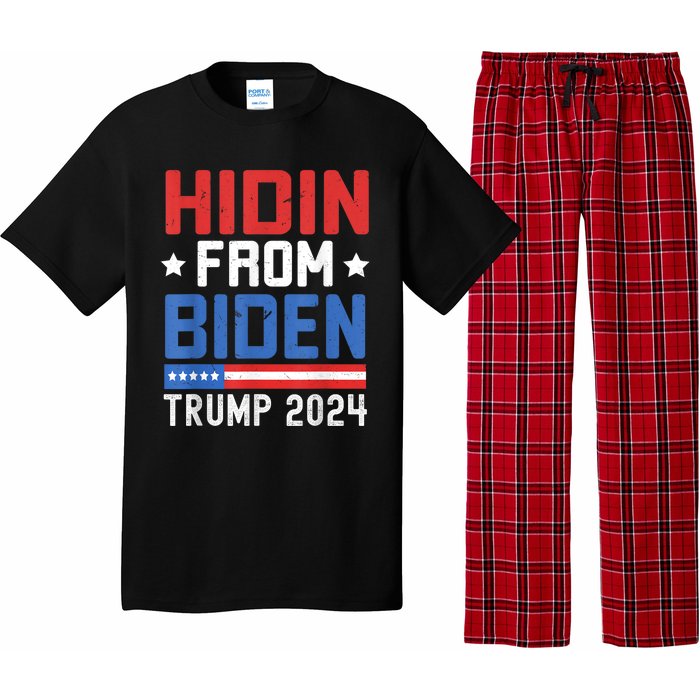 Hidin From Biden Trump 2024 Funny Anti Joe Biden Pajama Set