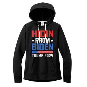 Hidin From Biden Trump 2024 Funny Anti Joe Biden Women's Fleece Hoodie