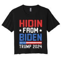 Hidin From Biden Trump 2024 Funny Anti Joe Biden Women's Crop Top Tee