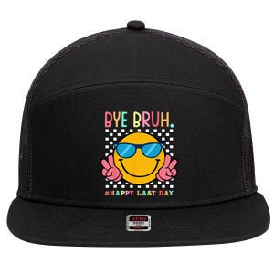 Hippie Face Bye Bruh Teacher Happy Last Day of School Summer 7 Panel Mesh Trucker Snapback Hat