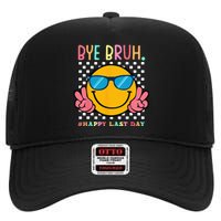 Hippie Face Bye Bruh Teacher Happy Last Day of School Summer High Crown Mesh Back Trucker Hat