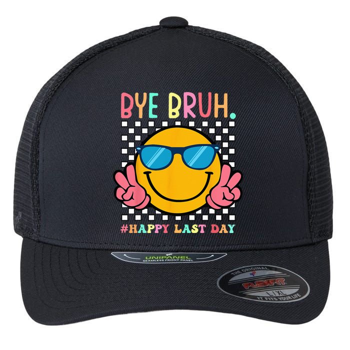 Hippie Face Bye Bruh Teacher Happy Last Day of School Summer Flexfit Unipanel Trucker Cap