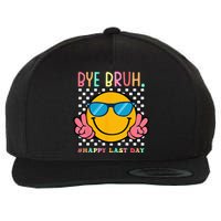 Hippie Face Bye Bruh Teacher Happy Last Day of School Summer Wool Snapback Cap