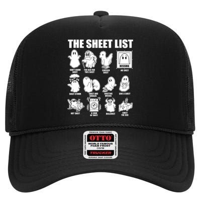 Halloween Funny Boo Sheet Halloween The Sheet List High Crown Mesh Back Trucker Hat