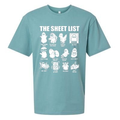 Halloween Funny Boo Sheet Halloween The Sheet List Sueded Cloud Jersey T-Shirt