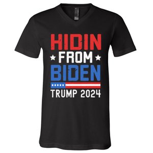 Hidin From Biden Kids Men Trump 2024 Funny Anti Joe Biden V-Neck T-Shirt