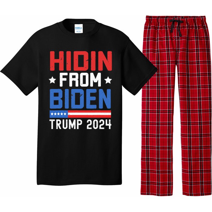 Hidin From Biden Kids Men Trump 2024 Funny Anti Joe Biden Pajama Set