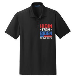 Hidin From Biden Kids Men Trump 2024 Funny Anti Joe Biden Dry Zone Grid Polo