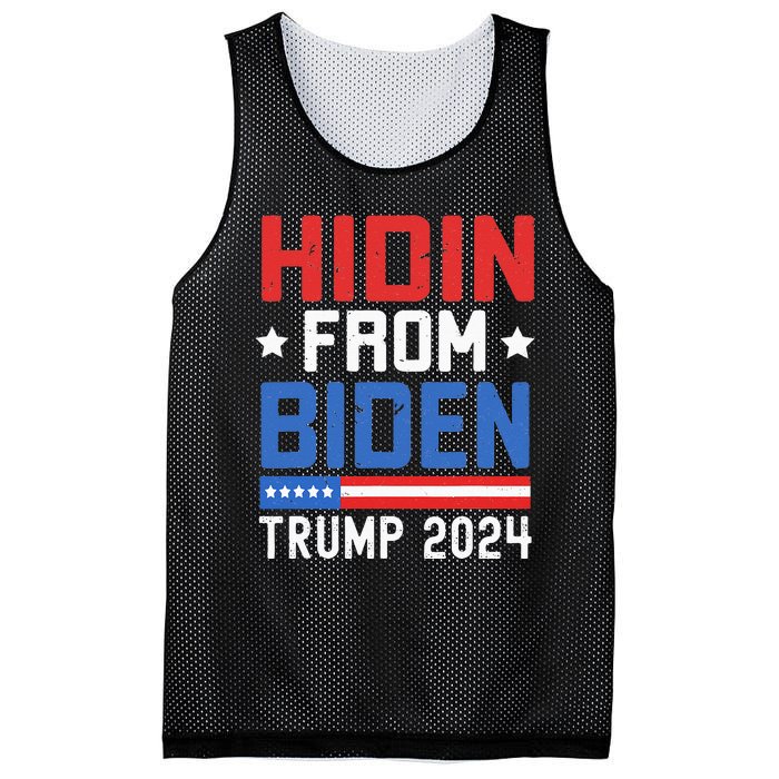 Hidin From Biden Kids Men Trump 2024 Funny Anti Joe Biden Mesh Reversible Basketball Jersey Tank