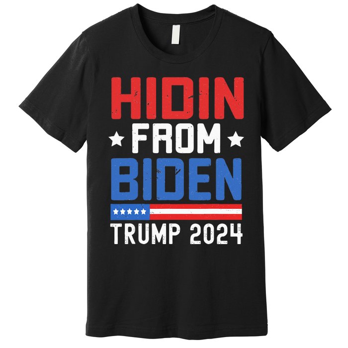 Hidin From Biden Kids Men Trump 2024 Funny Anti Joe Biden Premium T-Shirt