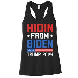 Hidin From Biden Kids Men Trump 2024 Funny Anti Joe Biden Women's Racerback Tank