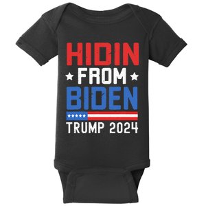 Hidin From Biden Kids Men Trump 2024 Funny Anti Joe Biden Baby Bodysuit