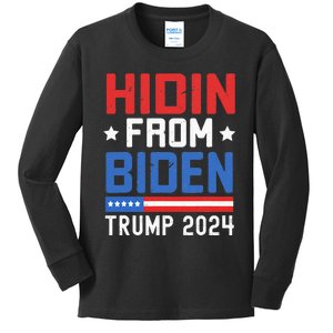 Hidin From Biden Kids Men Trump 2024 Funny Anti Joe Biden Kids Long Sleeve Shirt