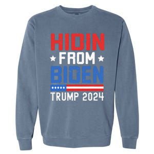 Hidin From Biden Kids Men Trump 2024 Funny Anti Joe Biden Garment-Dyed Sweatshirt