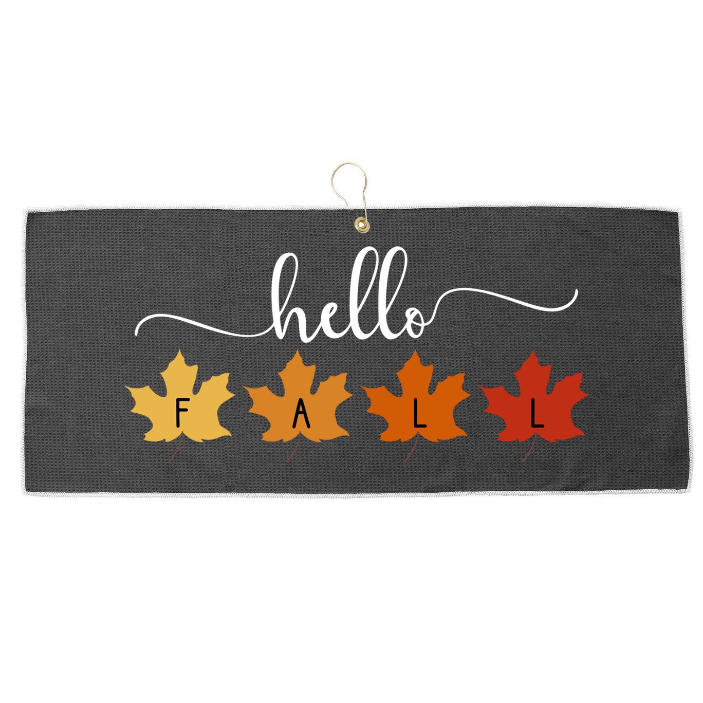 Hello Fall Cozy Nature Large Microfiber Waffle Golf Towel