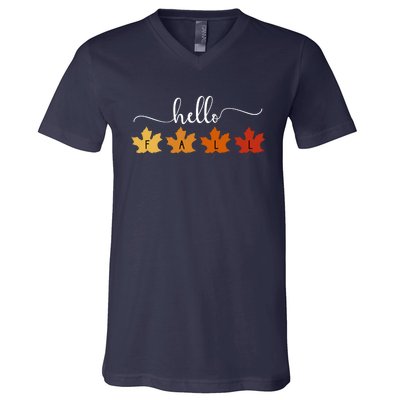 Hello Fall Cozy Nature V-Neck T-Shirt