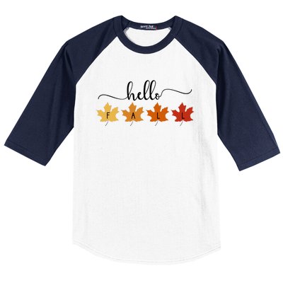 Hello Fall Cozy Nature Baseball Sleeve Shirt