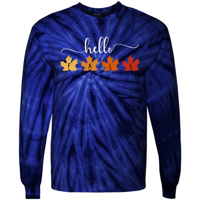 Hello Fall Cozy Nature Tie-Dye Long Sleeve Shirt