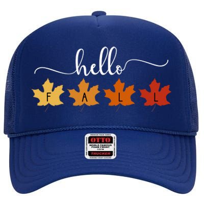 Hello Fall Cozy Nature High Crown Mesh Back Trucker Hat