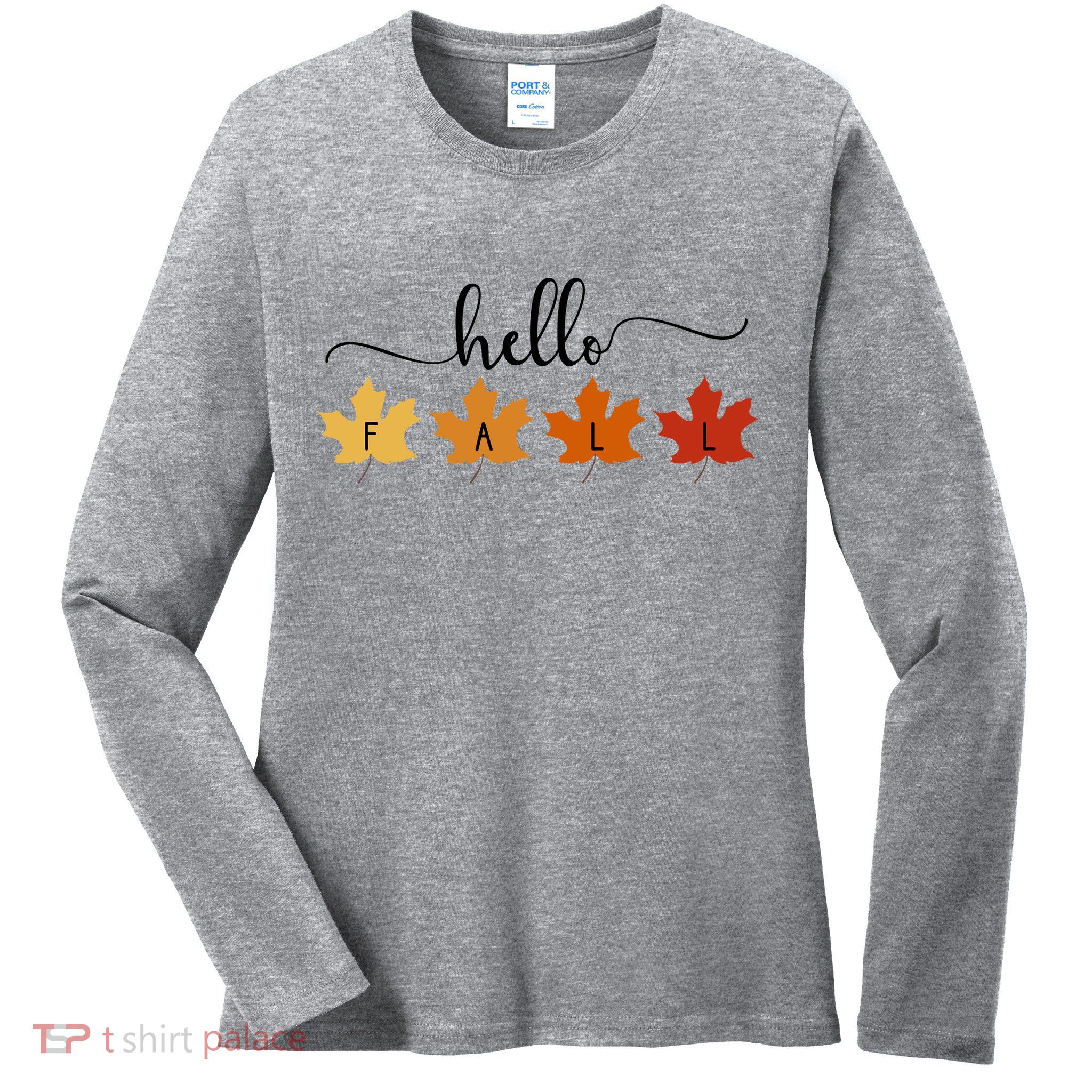 Hello Fall Cozy Nature Ladies Long Sleeve Shirt