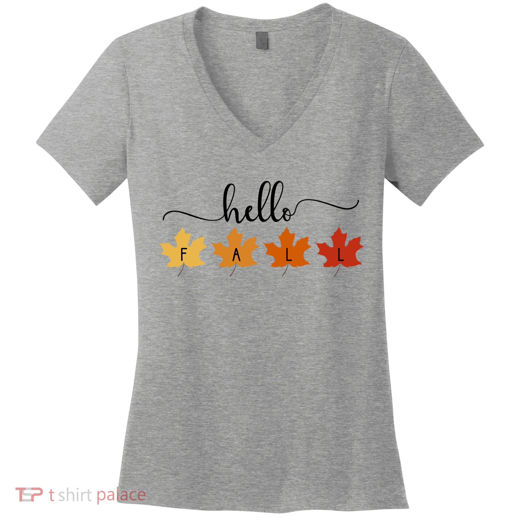 Hello Fall Cozy Nature Women's V-Neck T-Shirt
