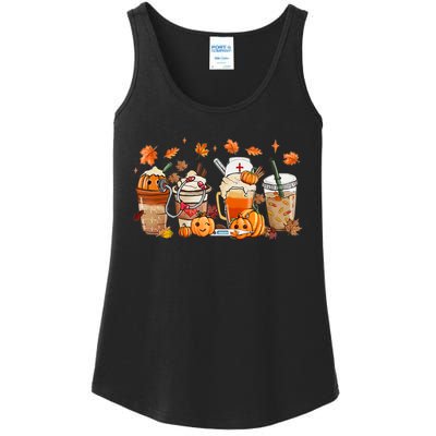 Happy Fall Coffee Latte Cups Stethoscope Nurse Ladies Essential Tank