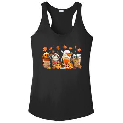 Happy Fall Coffee Latte Cups Stethoscope Nurse Ladies PosiCharge Competitor Racerback Tank